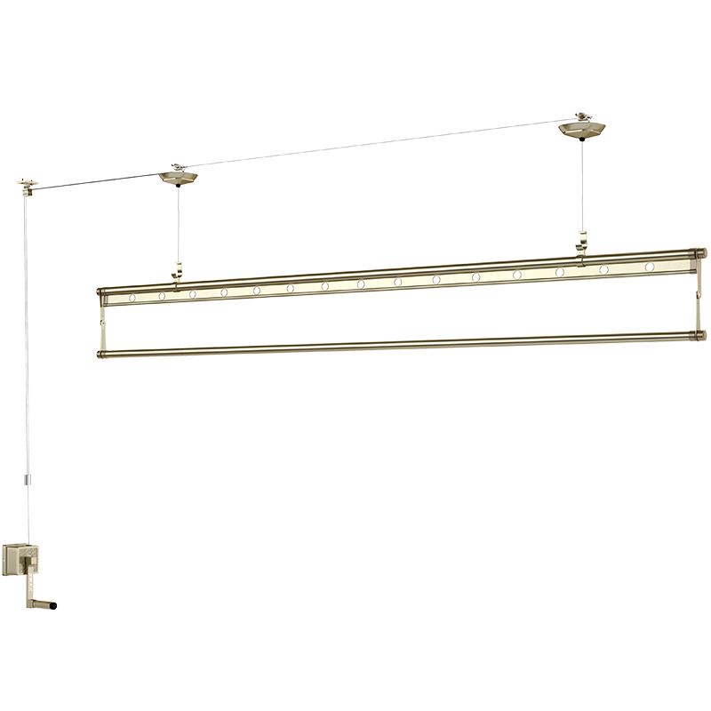 金贵夫人晾衣架升降阳台单杆手摇晾衣杆手动凉台晒衣架家用凉衣架 金色2.7米不含衣架