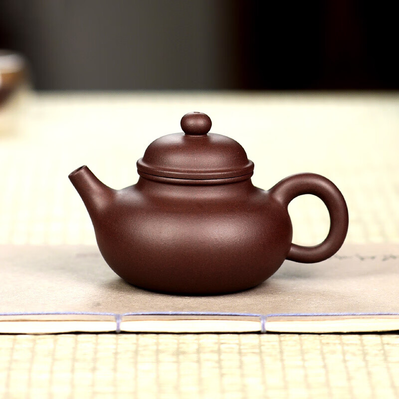 景陶阁宜兴原矿紫泥泡茶壶传统孔手工光素款家用紫砂壶单壶 190ml 容