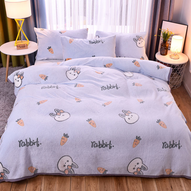 毛毯单件被子单人四季珊瑚绒毯子毛巾被盖毯午睡 萝卜兔【铺盖两用】 100x120cm午休毯-约0.6斤