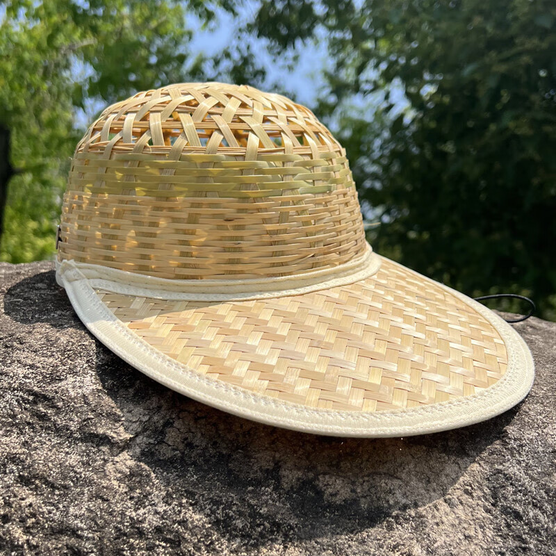 欧瑾竹编透气鸭舌棒球帽子男户外透气遮阳竹子编织农民镂空劳动防晒帽