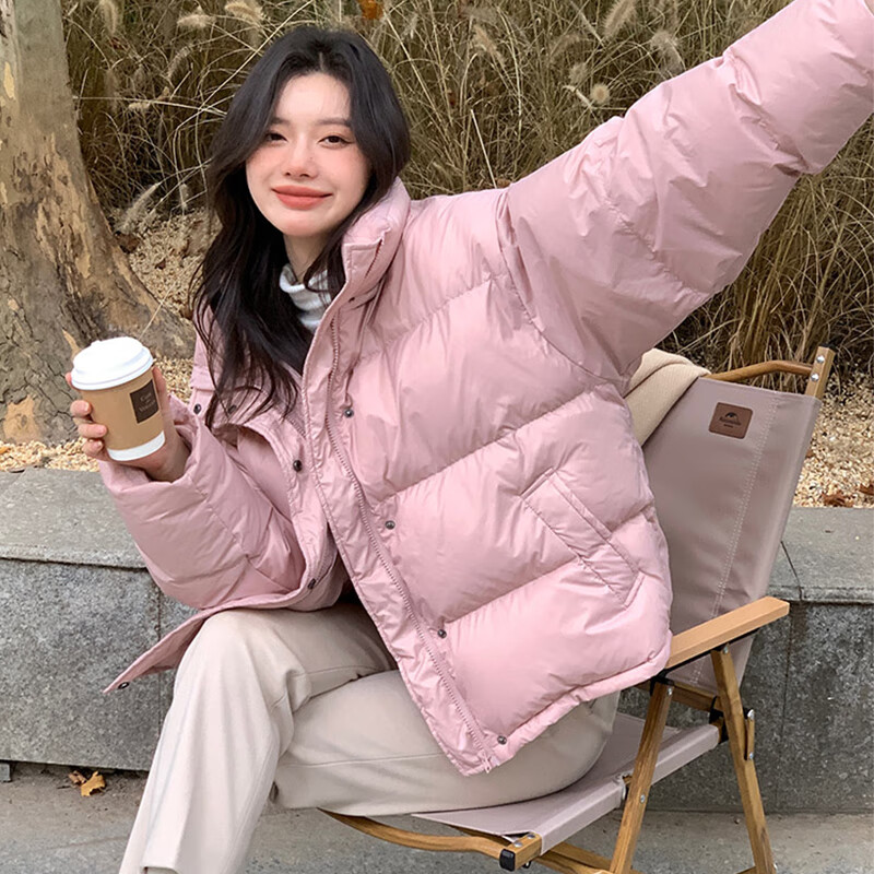 美茵曼丽羽绒服女2024新款短款小个子白鸭绒奶呼呼韩版轻便加厚保暖面包服 DH2301 茵曼 黑色 S (建议90-120斤)