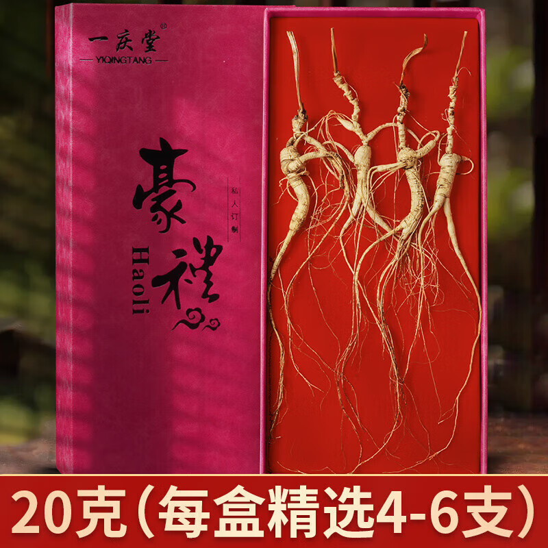 國檢林下山參東北林下參干貨人參禮盒整支野外生曬參 20年林下參禮20g(每盒4-6支) 3g