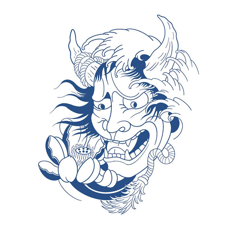 墨方采般若纹身贴男恶魔纹身贴邪恶半花臂胸前防水持久个性 恶魔1张