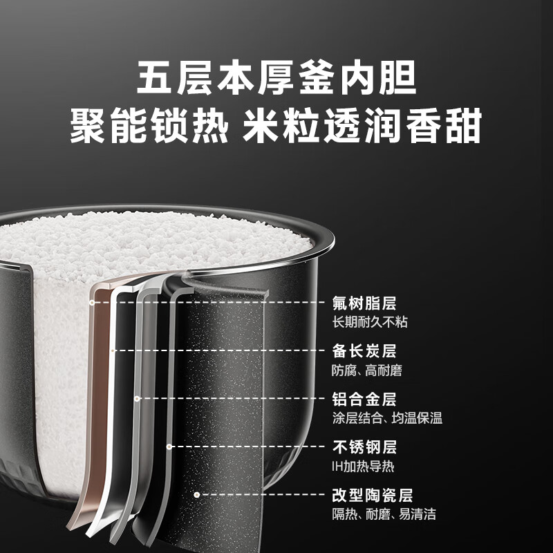 东芝（TOSHIBA）316L不锈钢0涂层发芽米微压鲜饭煲 2L/3L迷你电饭锅 IH立体加热 智能预约煮粥煲煮饭锅  1-2-4人 单内胆丨 3L RC-10HSC