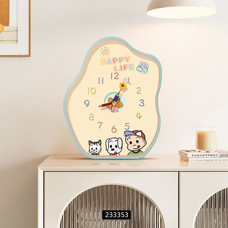 钟表摆放式创意入户玄关摆件书桌办公室解压装饰品礼的 快乐生活20*25