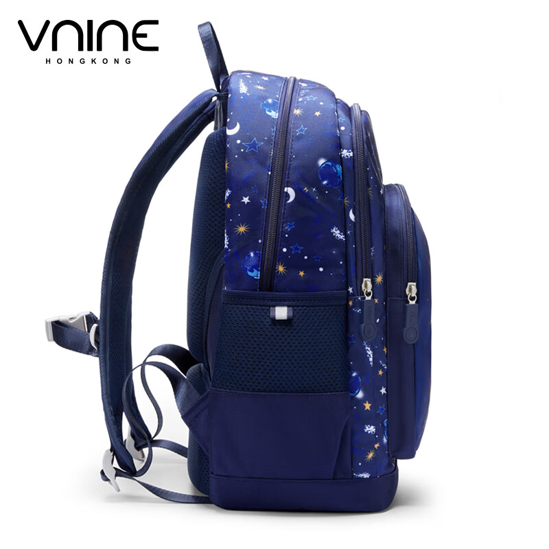 第九城(V.NINE)书包小学生男孩大容量1-3年级超轻减负背包女生儿童书包 星空蓝