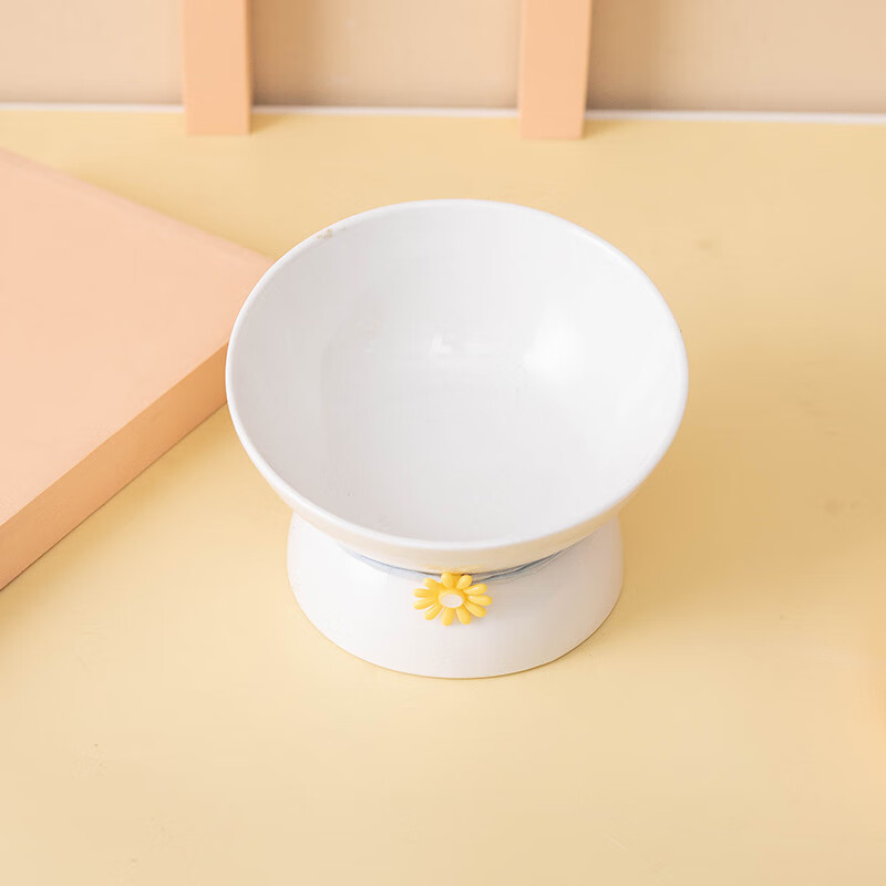 宠谷山下陶瓷猫碗狗碗宠物碗创意文字斜口高脚保护颈椎拒黑下巴猫咪狗