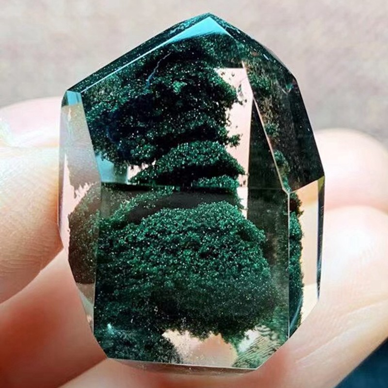 诺源珠宝  天然巴西绿幽灵小随形千层山吊坠  男女款水晶项链  送礼物