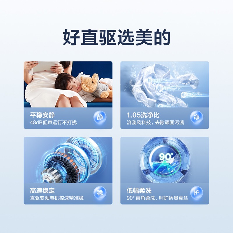 美的（Midea）京品家电 滚筒洗衣机全自动 10公斤洗烘一体 变频直驱 京东小家初见 MD100CQ7PRO-T1T 以旧换新