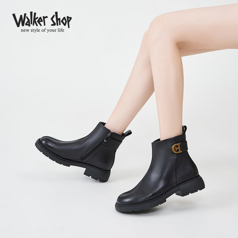 walker shop奥卡索女鞋靴2023秋冬切尔西靴女士时尚短靴女m135527