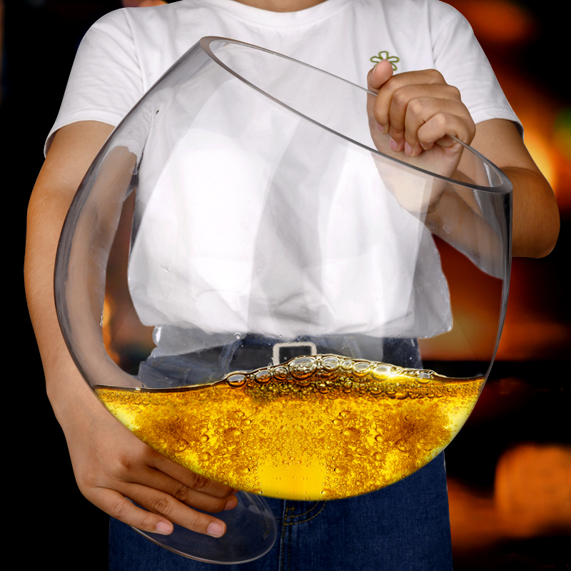 超大啤酒杯家用高级感大容量啤酒杯超大扎啤杯巨型红酒杯高脚杯大号