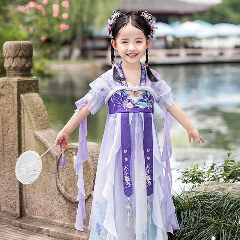 泊成筱汉服女童新款裙子超仙儿童古装连衣裙十岁女孩襦裙春季国学服