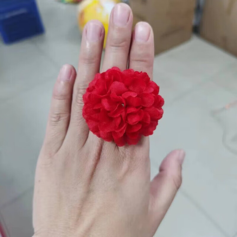舞蹈戒指大红玫瑰粉色牡丹花六级唱花定制头花手 5厘米戒指款 小红花