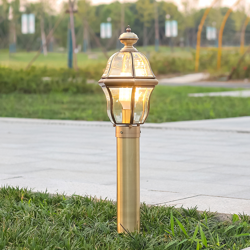 裕见 欧式户外全铜草坪灯防水庭院地灯室外低杆路灯别墅花园灯 全铜