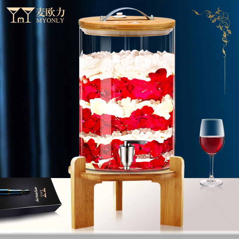 麥歐力（MYONLY）酵素桶發(fā)酵桶帶龍頭泡酒專用玻璃瓶泡酒罐無鉛加厚酵素發(fā)酵瓶家用 30斤雙閥瓷芯龍頭竹架 15L