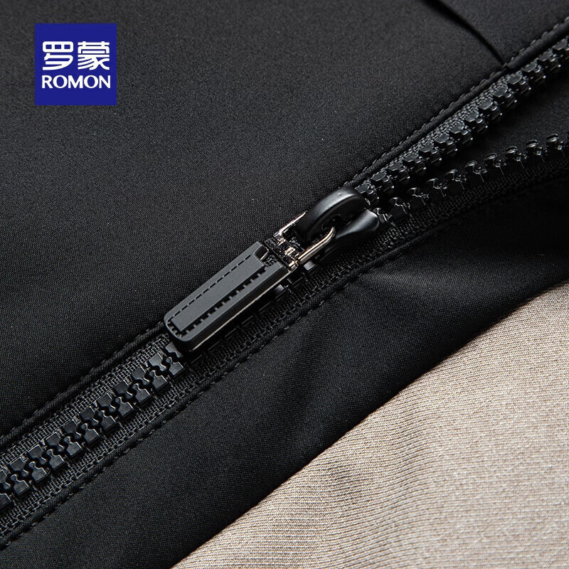罗蒙(ROMON)可拆卸连帽加厚羽绒服男士冬季中老年保暖短款防寒服外套爸爸装 宝石黑 L (175) 适合120-135斤