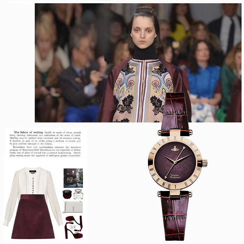 Vivienne Westwood西太后手表女士复古皮带女腕表女生日节日礼物圣诞礼物新年跨年 复古静谧紫 VV092BRBR 28mm