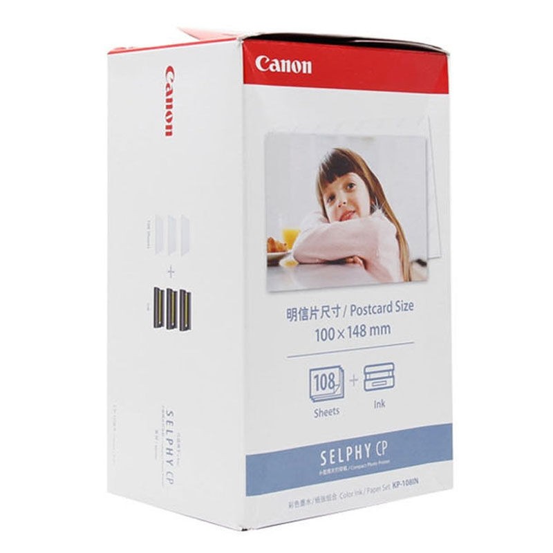 佳能（Canon） CP1300相纸 照片打印机相纸 相片纸照片纸墨盒 适CP1500 CP1200 KP-108IN（6英寸108张+3个色带）