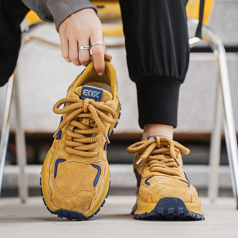 罗宾赐轻奢男鞋夏季新款老爹鞋男休闲鞋厚底增高鞋子男2026软底运动鞋 驼色 【高端男鞋】 39