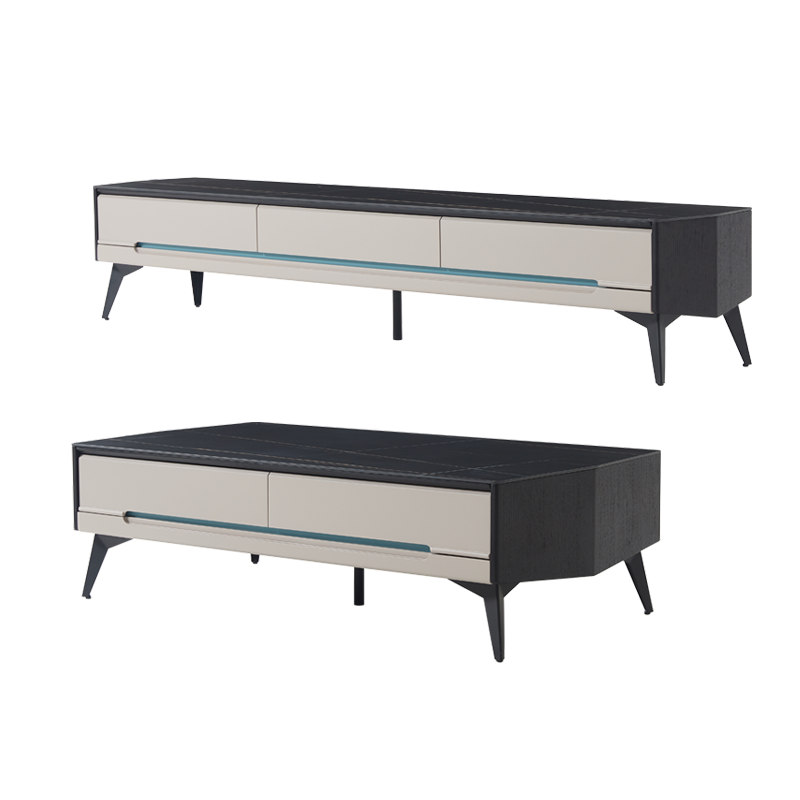 左右 轻奢岩板茶几电视柜组合简约现代客厅中小户型健康环保家具DJW5096A DJW5096A【茶几】