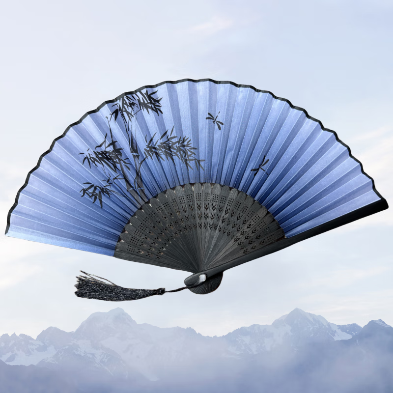 婕茵桐梅花扇子古风花无缺夏古典古装全黑霸气女暗黑国风乌金公主扇