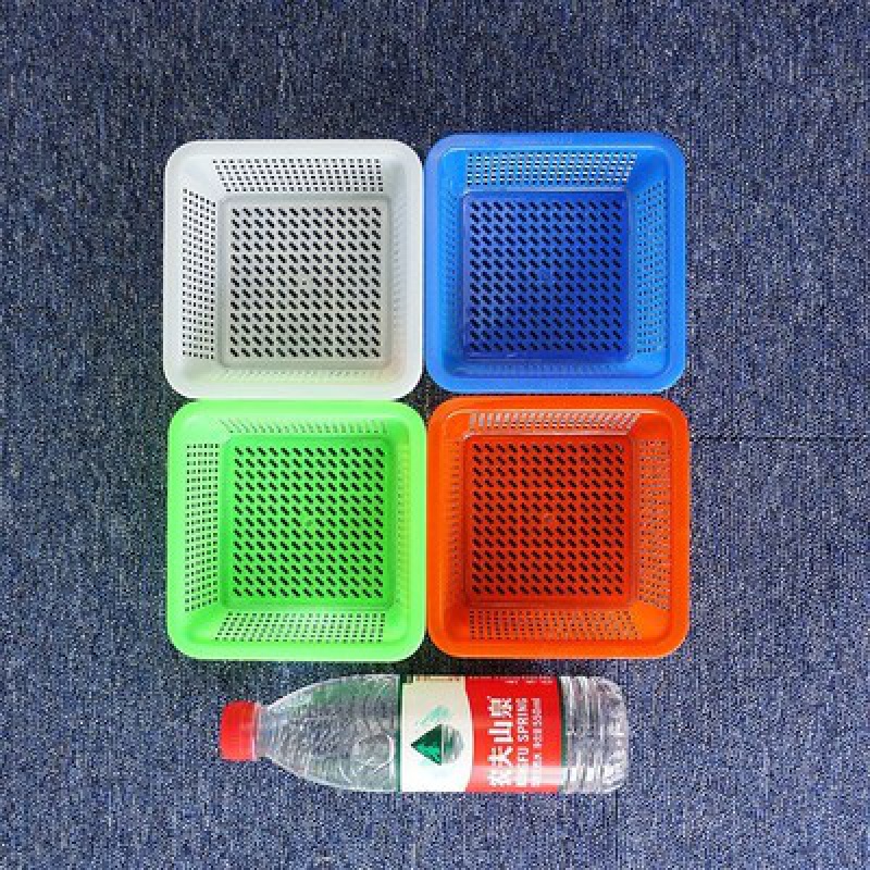 京兰  正方形麻辣烫塑料筐沥水小号洗菜篮子超市幼儿园玩具收纳篮果蔬