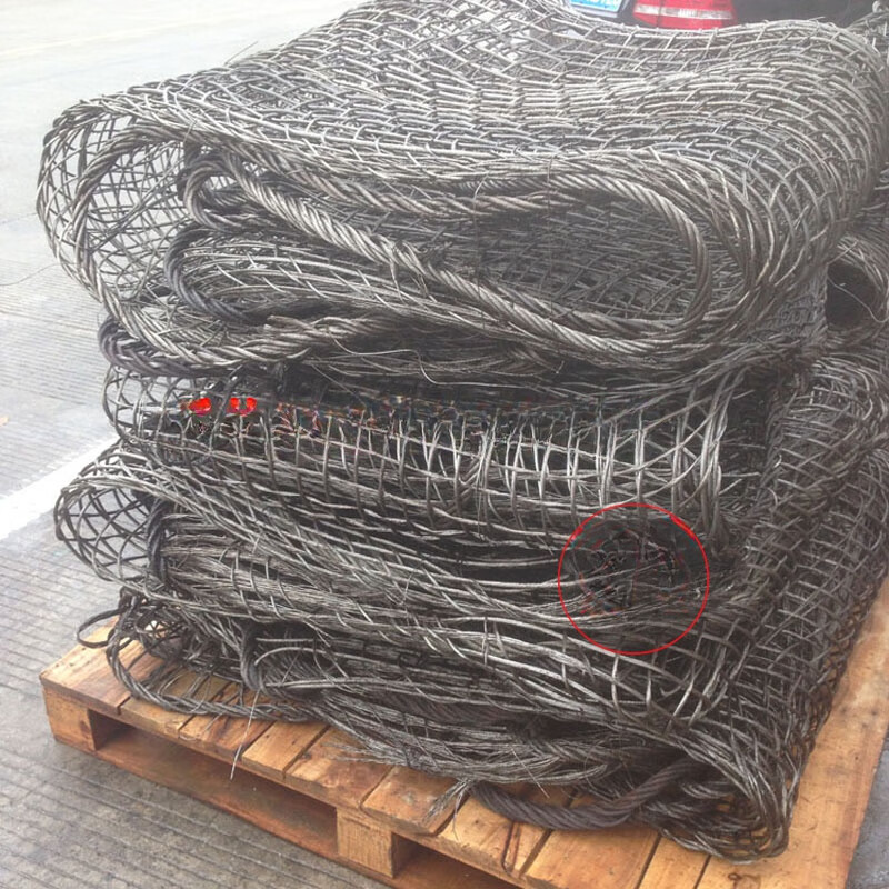 手工编织钢丝绳起重吊网兜/砖块垃圾石头钢丝网/建筑水泥起 2米*2米