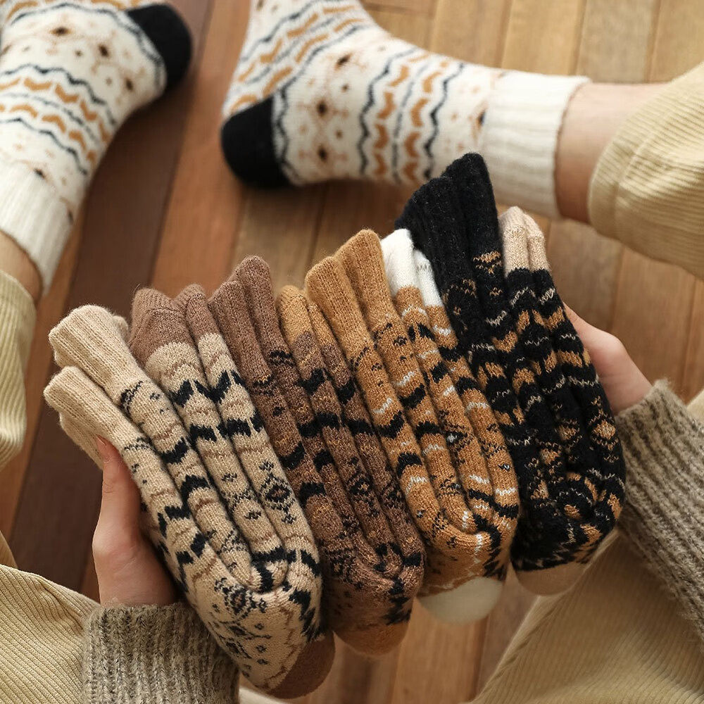 俞兆林（YUZHAOLIN）袜子男新款中筒加厚特厚男士吸汗日系复古秋冬季保暖长筒 391加厚毛圈袜 【随机1双】 均码