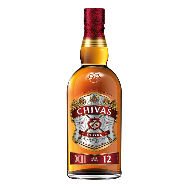 芝华士（Chivas）洋酒 12年 苏格兰 威士忌 1000ml(1L) （裸瓶）