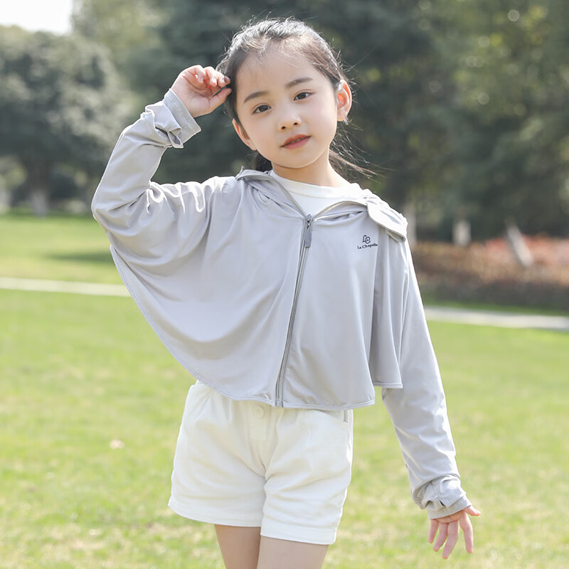 LA CHAPELLE KIDS儿童防晒衣夏季亲子款薄款连帽防紫外线外套男童皮肤衣女童防晒服 灰色 L(适合140-170cm）