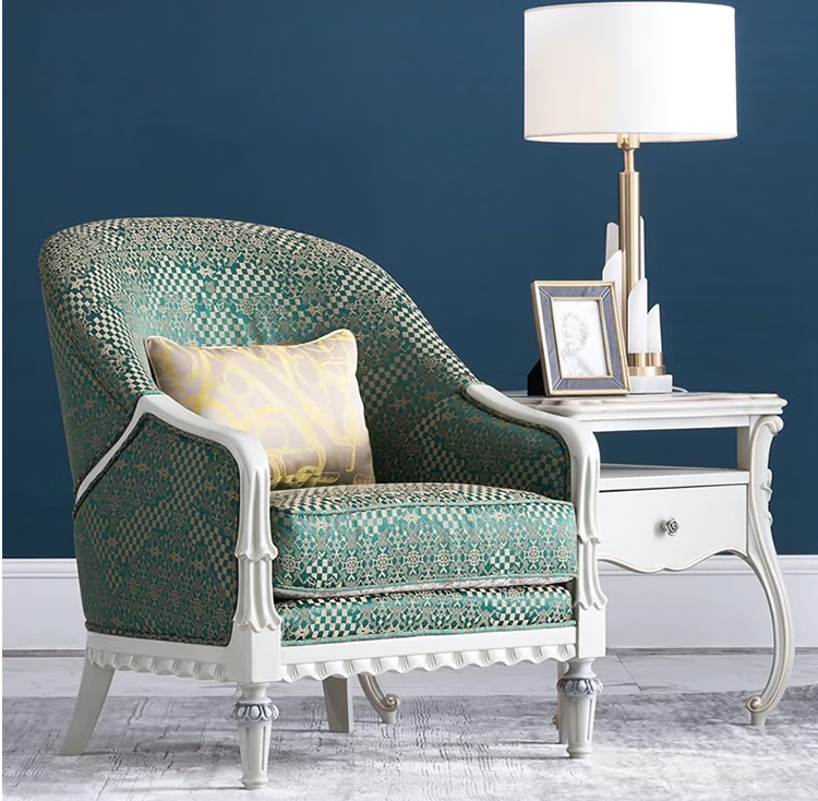 奢华欧式客厅直排三人加长四人沙发 法式主人椅 蒂芙尼灰-奢华法式