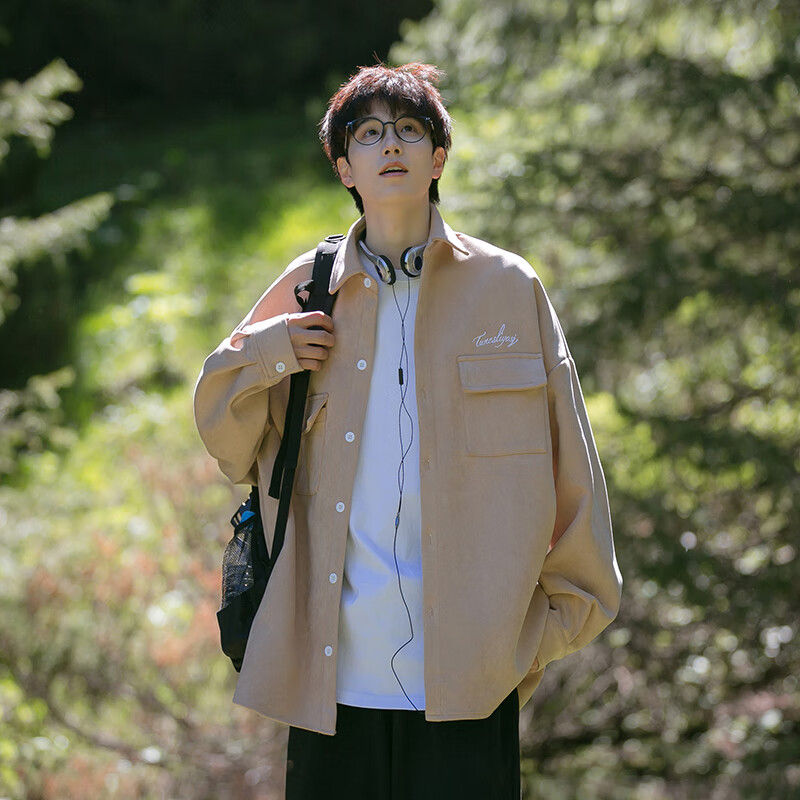 盐系男友风日系白衬衫男款春秋季休闲长袖上衣设计感纽扣衬衣外套