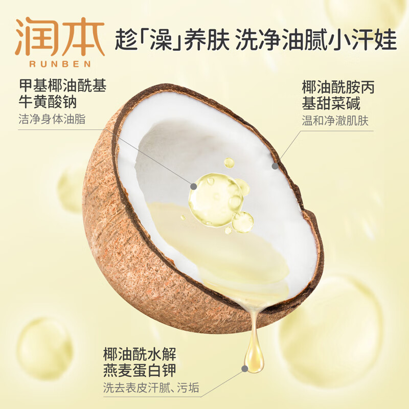 润本儿童洗发水沐浴露二合一氨基酸宝宝婴儿沐浴油沐抚触油护发素香皂 500ml*1瓶 【3岁+】洋甘菊儿童款