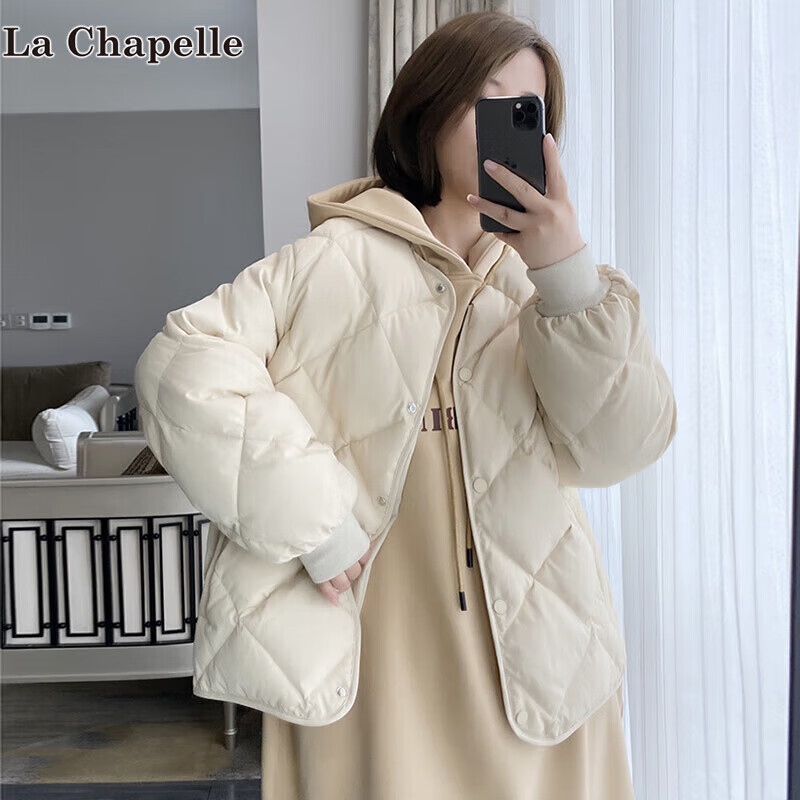 La Chapelle 2022年冬季新款羽绒服女装时尚优雅韩版休闲保暖羽绒外套女 白色 M