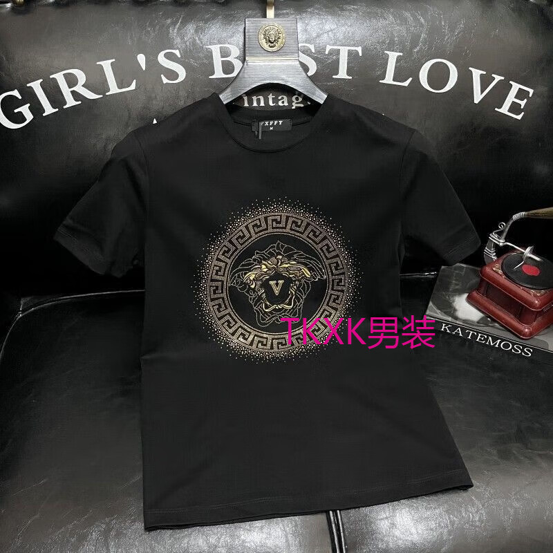 tkxk欧洲站轻奢瓦萨琪t恤男短袖男夏季新款韩版时尚潮流男装欧货潮牌