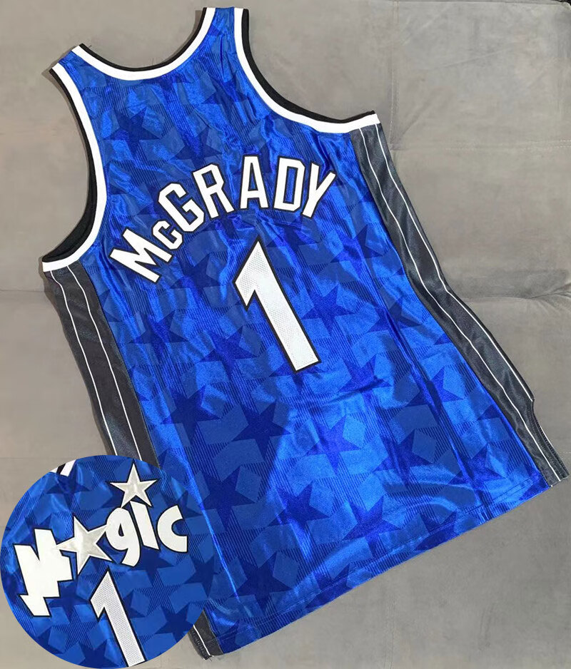 麦迪au复古丝光蓝球衣 s