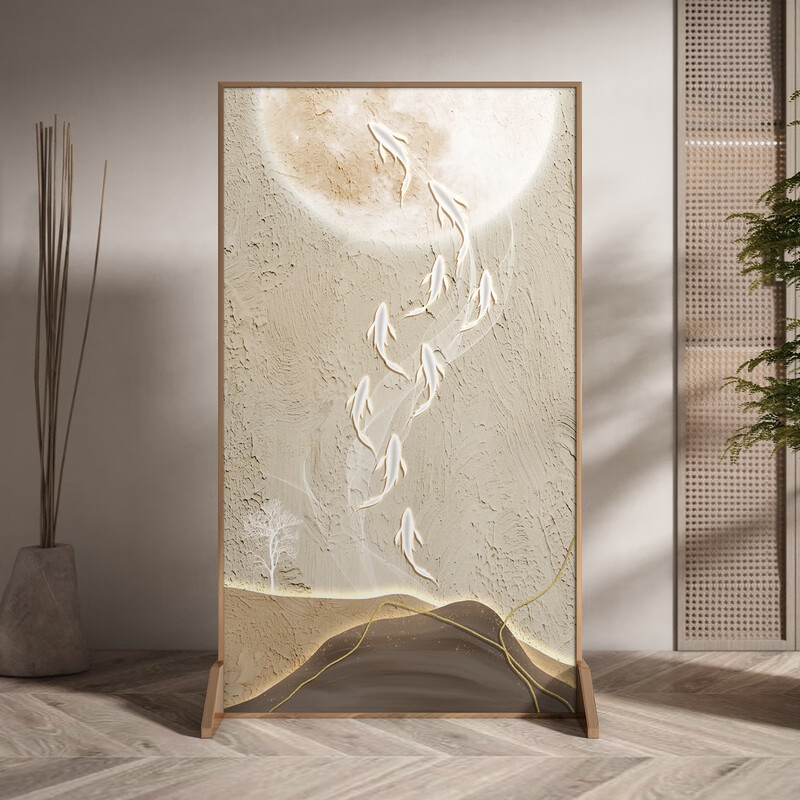 那颗核桃树现代轻奢九鱼屏风隔断客厅简约入户玄关家用卧室酒店遮挡