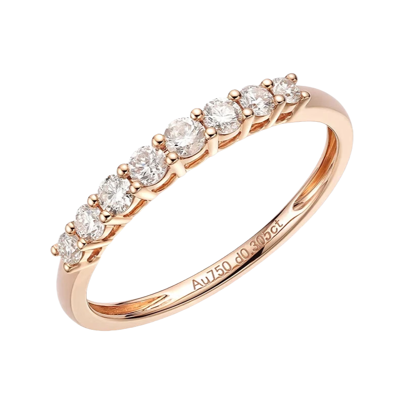 星眸珠寶白18K金鉑鉆石戒指排戒 Au750彩金培育鉆戒玫瑰金尾戒護(hù)戒女七夕 18K金鉆石戒指排戒-8顆5分共40分