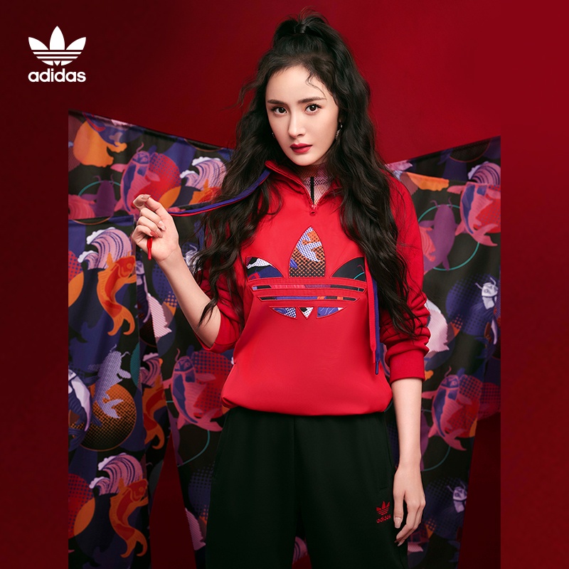 阿迪达斯官网 adidas 三叶草 CNY Hoody 新年款杨幂同款女装运动套头衫GN4737 浅猩红/浅猩红 34(参考身高:164~167CM)