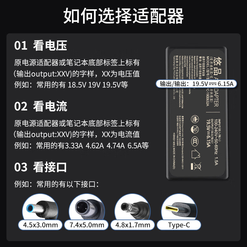 悠品 惠普笔记本充电器19.5V6.15A 120W通用hp ENVY17/光影/暗影精灵2/omen电脑电源适配器线蓝口带针
