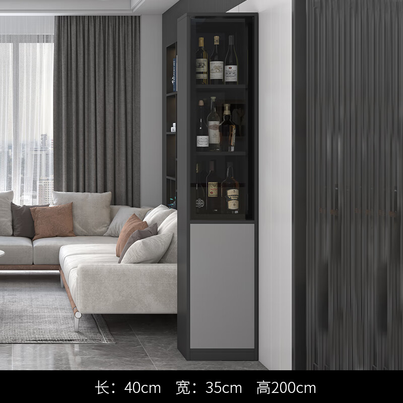 莎庭轻奢酒柜现代简约进门玄关柜一体柜客厅隔断柜装饰柜组装 灰色系