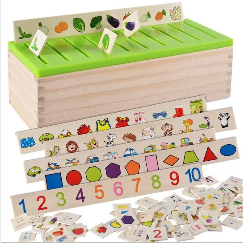 mdug幼儿园儿童宝宝早教力玩具 数字形状组合配对积木知识分类盒