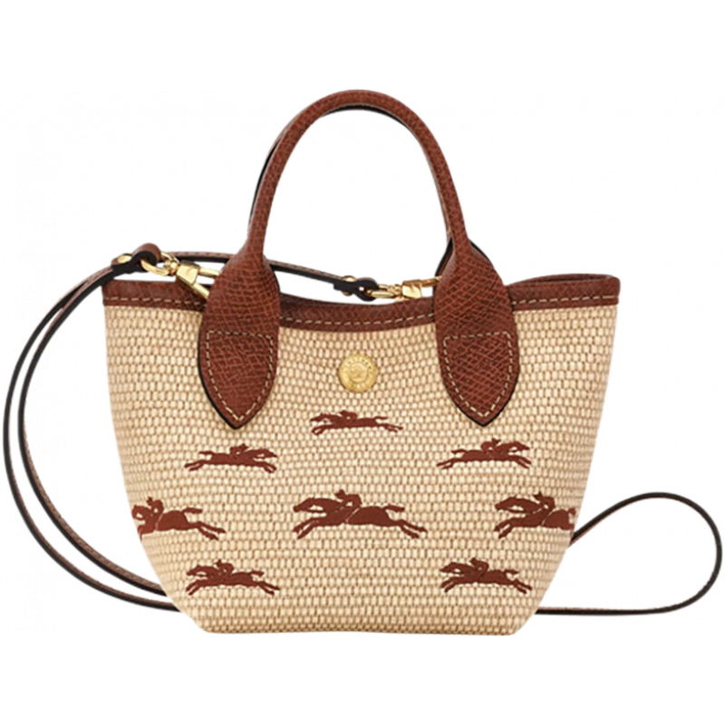 瓏驤（LONGCHAMP）【BC直郵】新品 女士帆布手提斜跨草編包女包輕奢   棕色