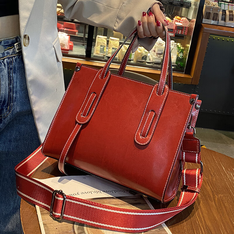 popck大容量包包女春夏新款手提托特大包油蜡皮通勤商务女包女士公文