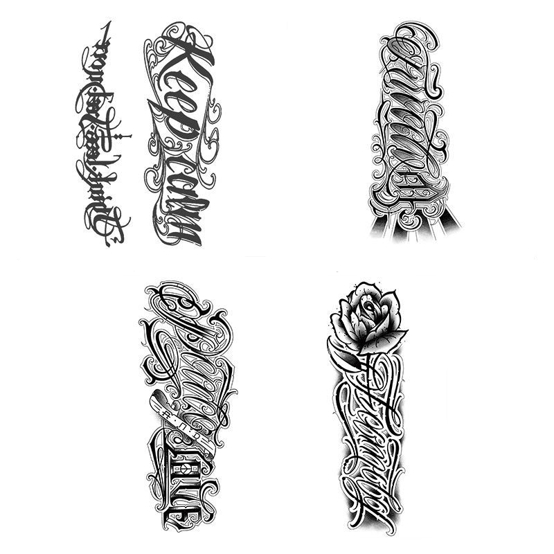 南欧世爵(nou61knight) 英文字母花体字草本纹身贴防水男半不反光酷