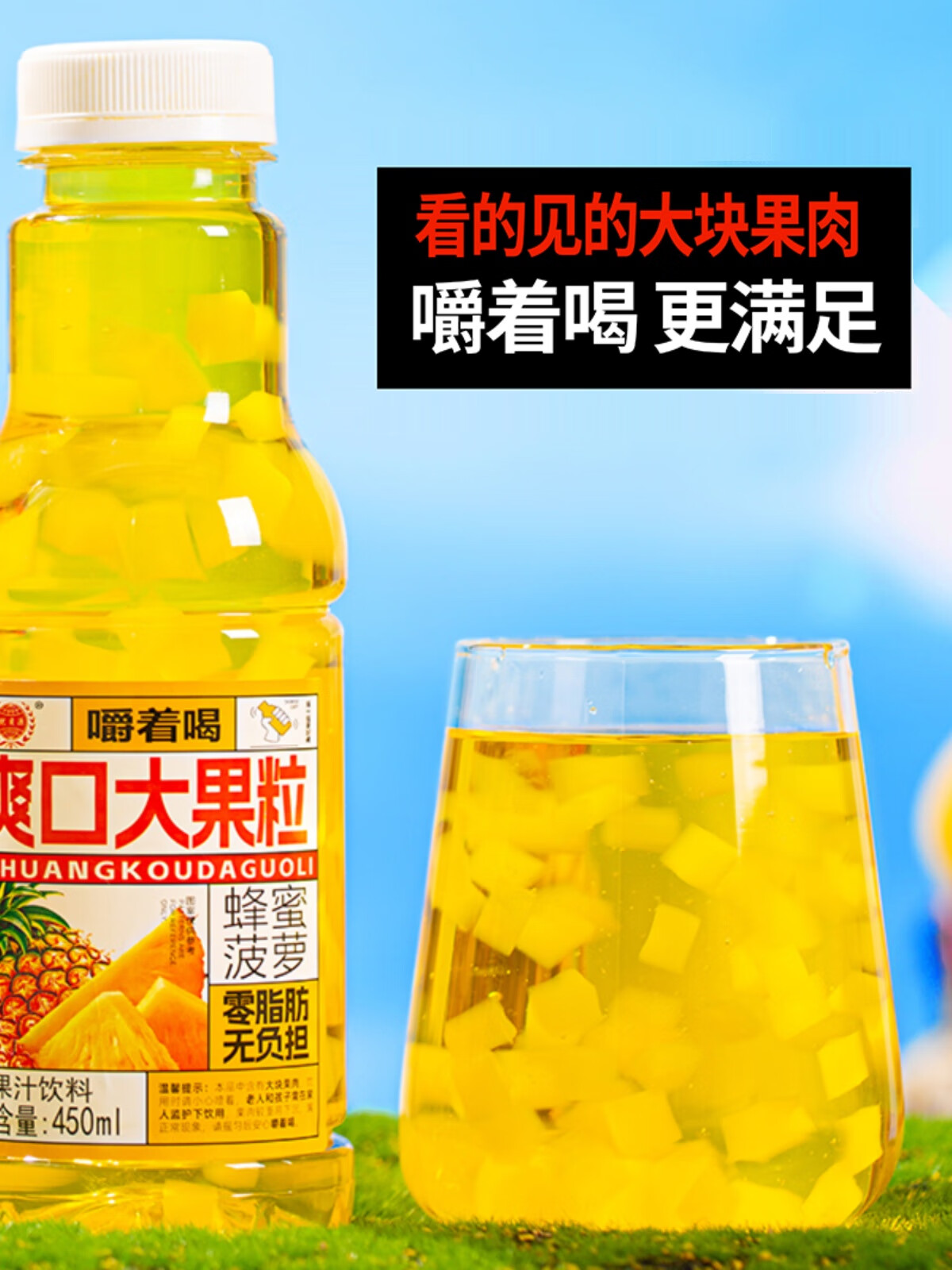 隽颜堂真果肉大果粒饮料整箱特价450ml15瓶菠萝爽口解渴饮品多口味