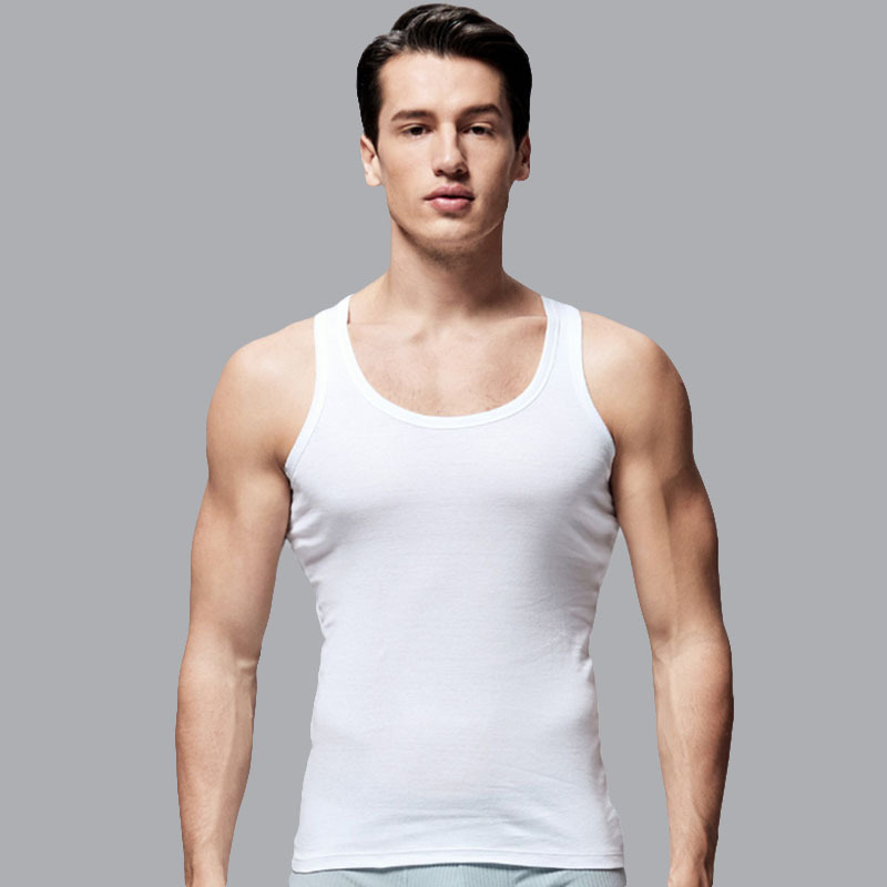 燊龘男士背心纯棉紧身运动内穿男式无袖打底跨栏夏季白色汗衫 白色 L（120斤以下，165-170厘米）