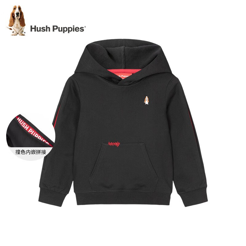 暇步士（Hush Puppies）童装儿童男女大童春季新款柔软舒适亲肤休闲百搭卫衣 钻石黑 140