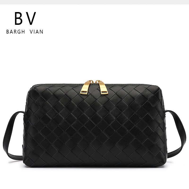bargh vian bv新款羊皮手工编织小方包真皮单肩斜挎包包 黄色-yellow