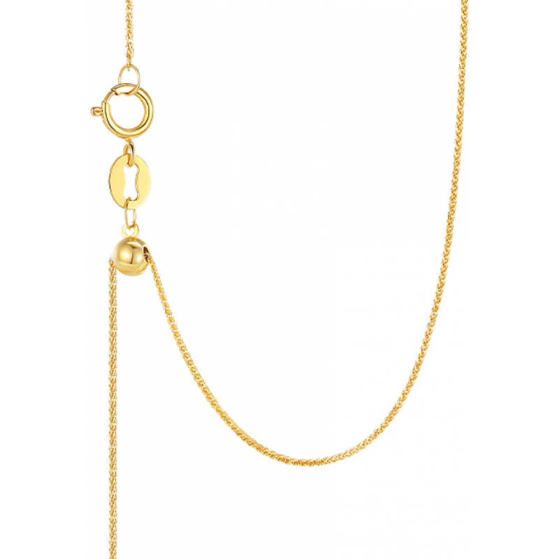 周大生18K金項鏈素鏈女黃金色肖邦鏈玫瑰金鎖骨鏈送女友送媽媽生日禮 肖邦鏈 黃18K金（約47cm）